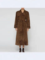 Women's Suede-Look Belted Trench Coat