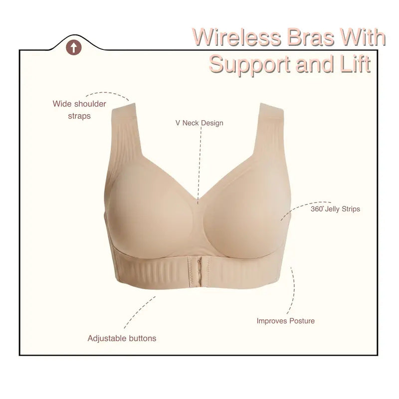Women's Posture Support Sports Bra – Seamless Full Coverage, Back Comfort & Lift | S–4XL