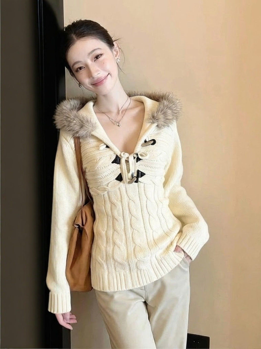 Women's Retro Hooded Knit Sweater
