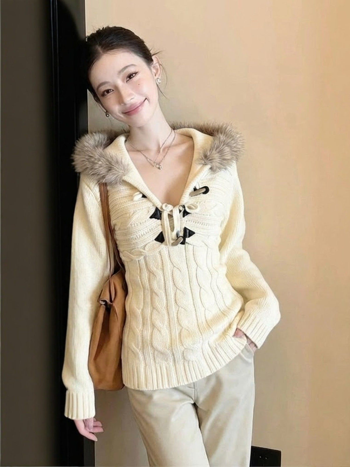 Women's Retro Hooded Knit Sweater