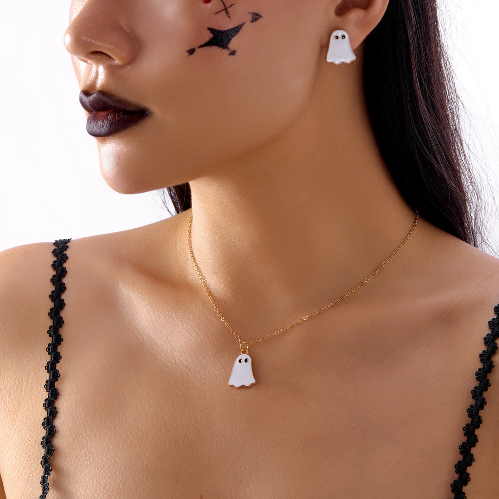Halloween Ghost Necklace Earrings