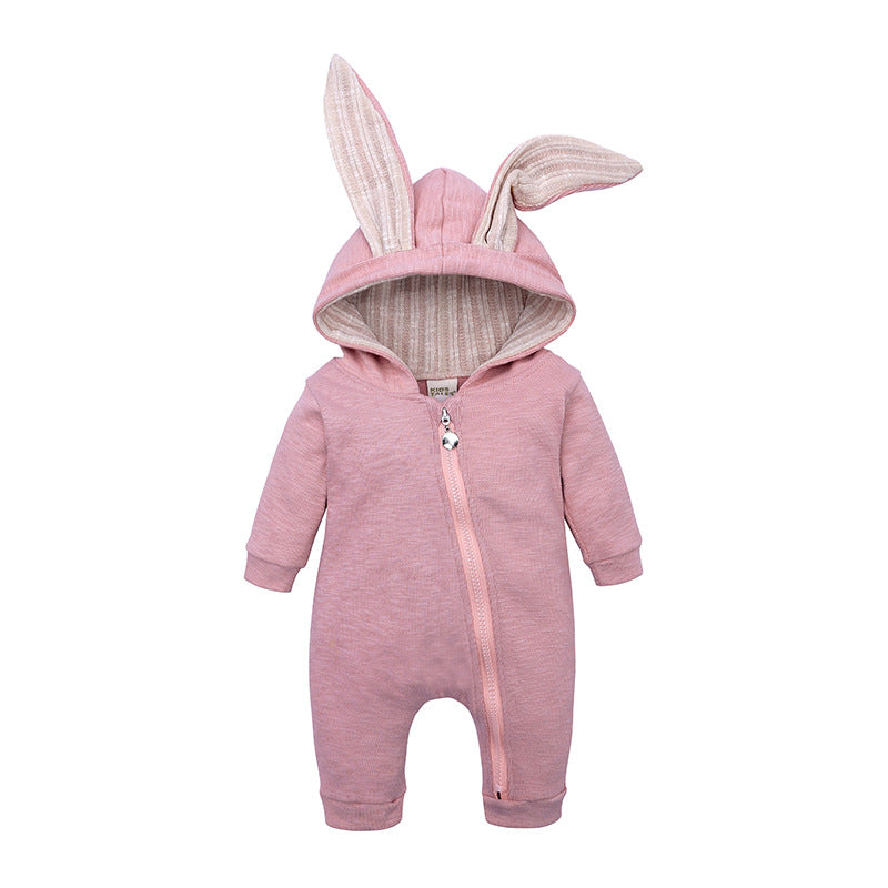 Baby Rabbit Ear Hooded Jumpsuit – 95% Cotton