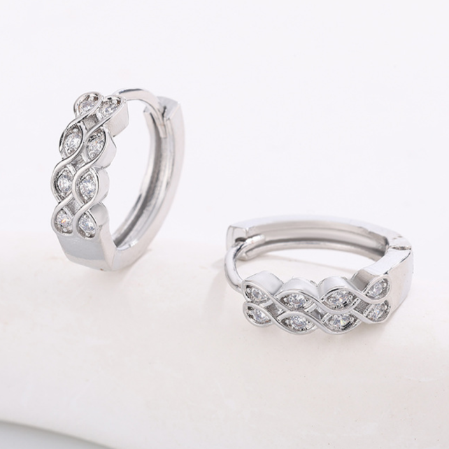 Diamond Studded Hoop Earrings