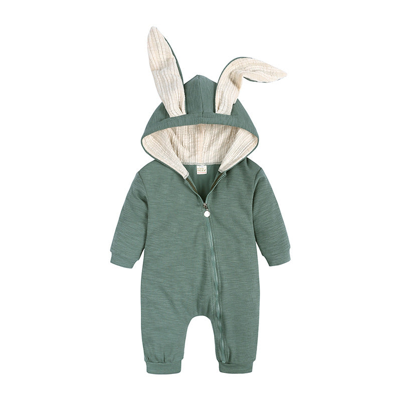 Baby Rabbit Ear Hooded Jumpsuit – 95% Cotton