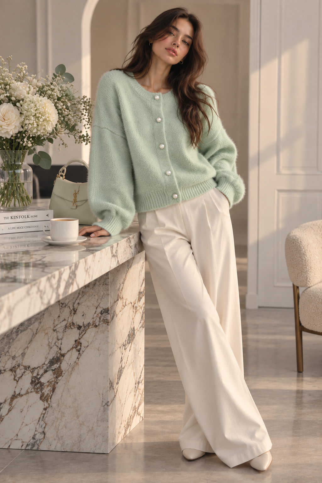 Women's Loose-Knit Button Cardigan