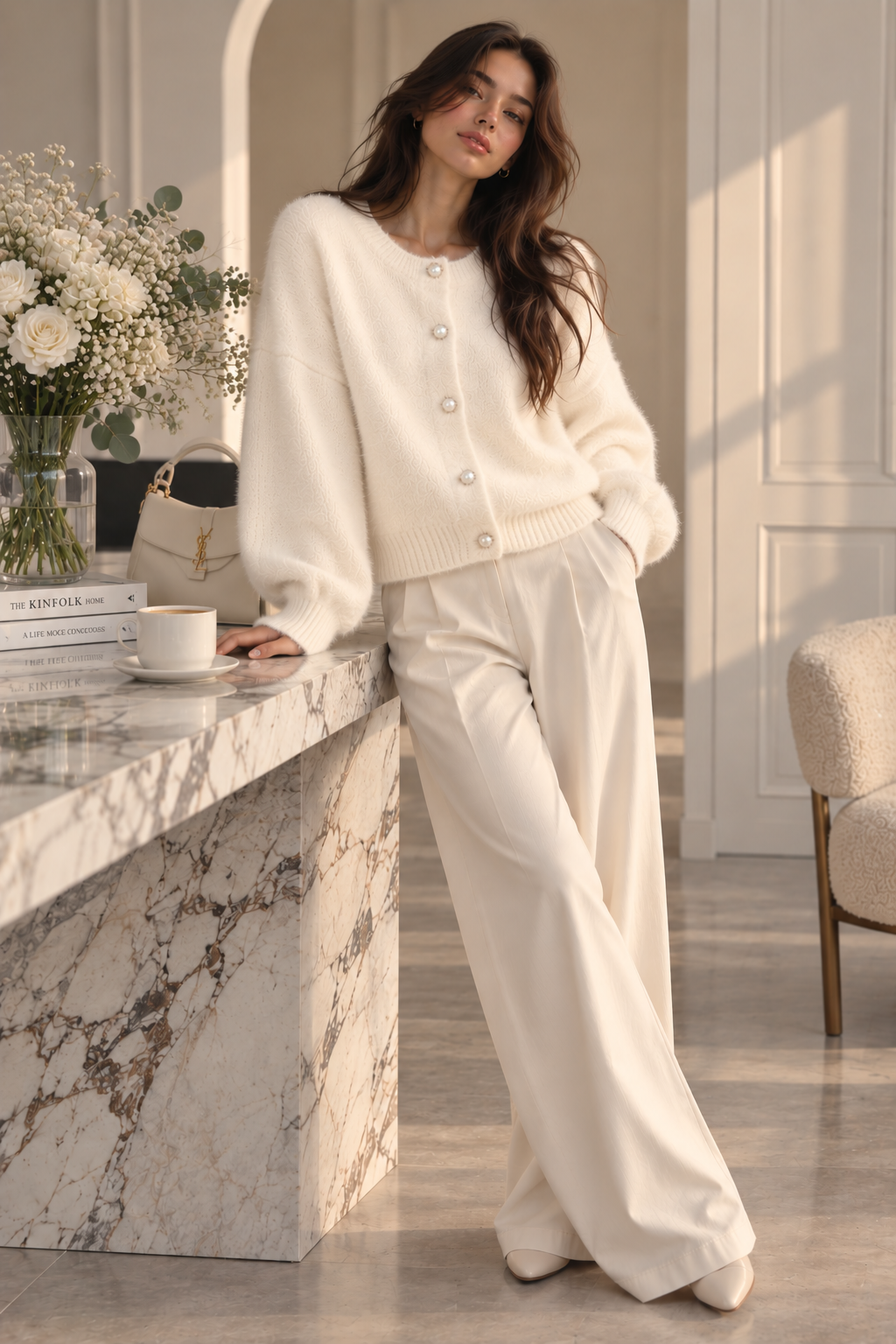 Women's Loose-Knit Button Cardigan