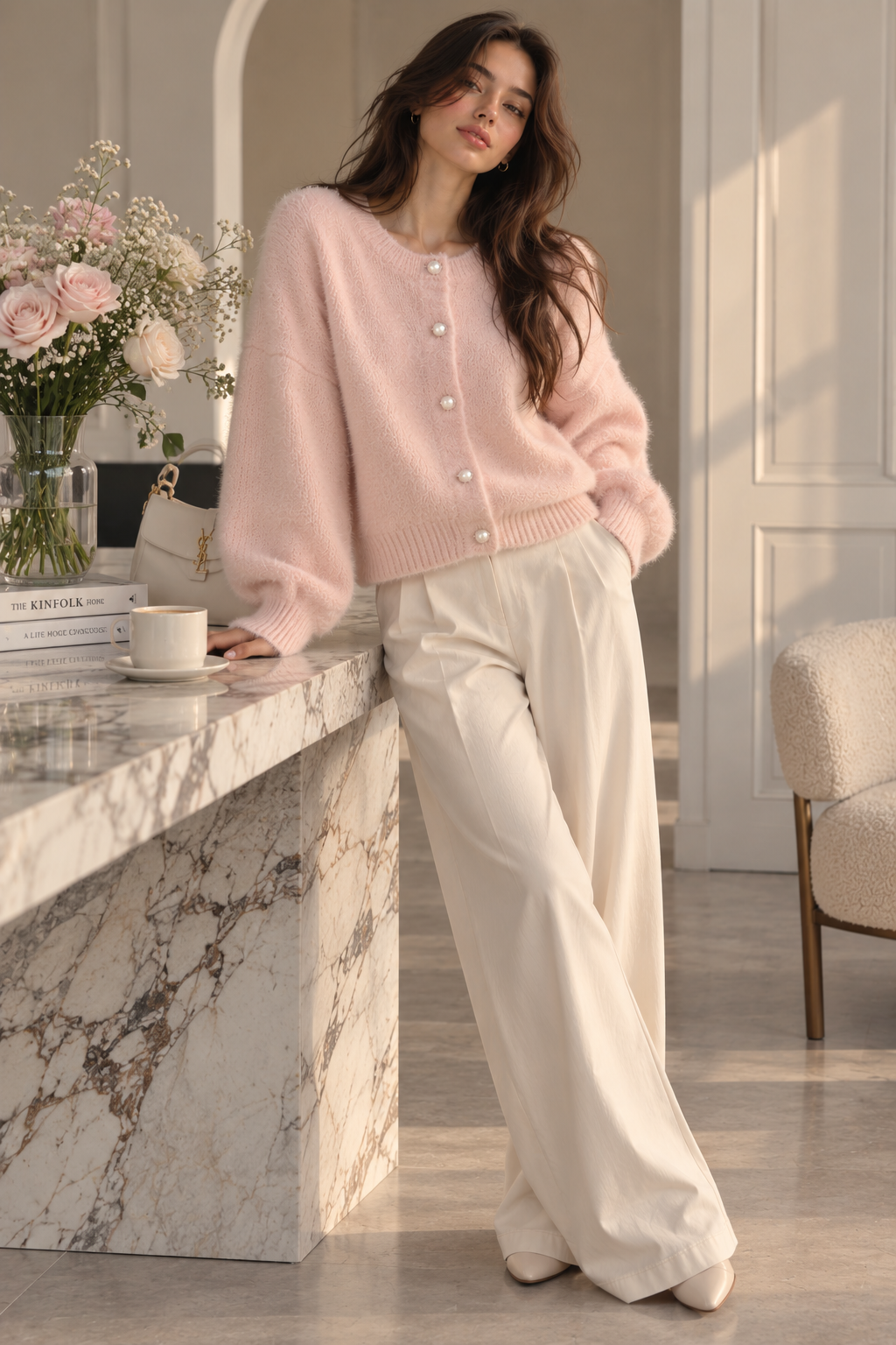 Women's Loose-Knit Button Cardigan