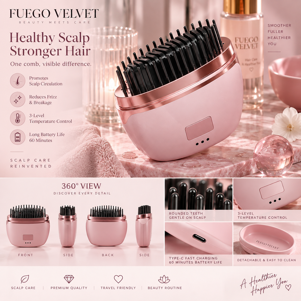 Cordless Hair Straightener Brush | Digital Display