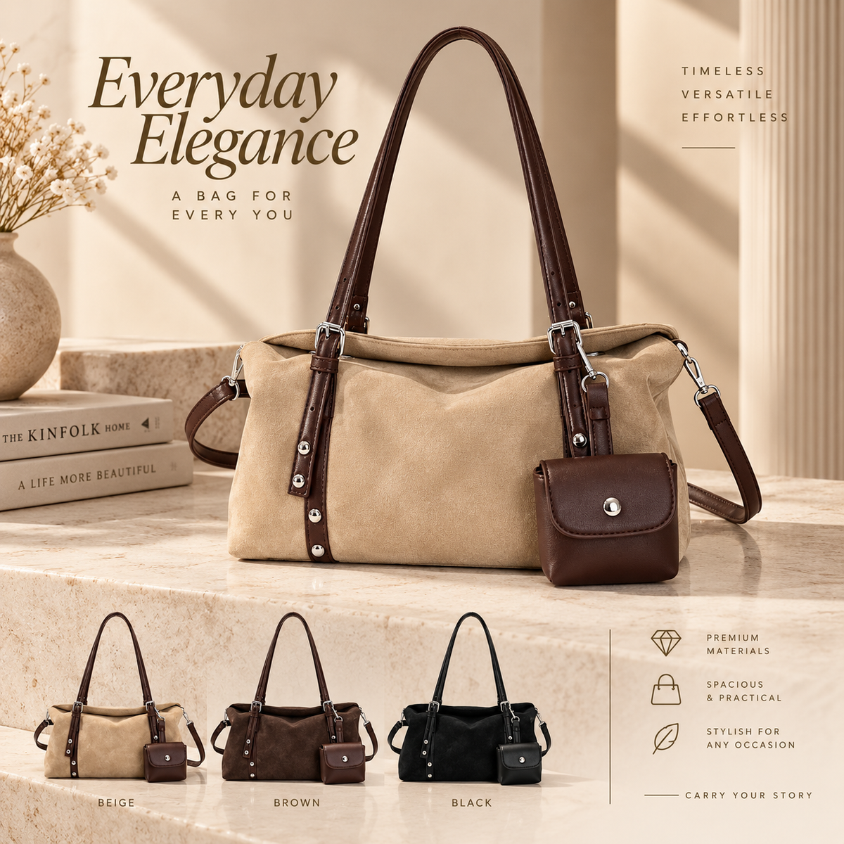 Casual Retro Frosted Crossbody Bag