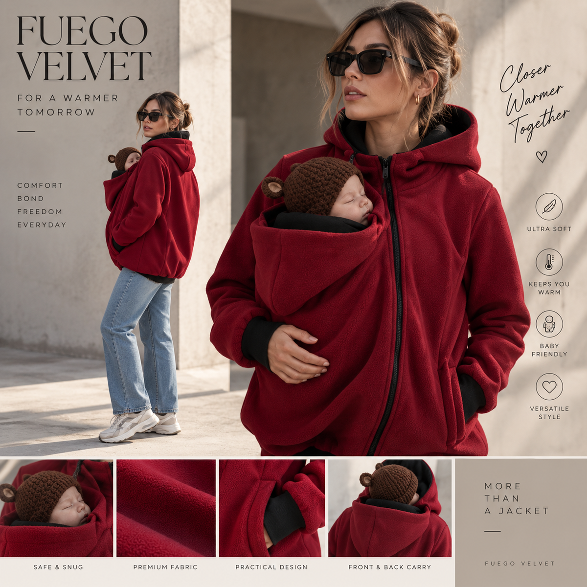 Women's Color-Block Polar Fleece Zip Hoodie