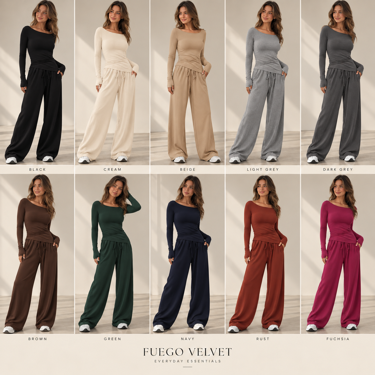 Women's Asymmetric Top & Wide-Leg Pants Set