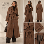 Women's Suede-Look Belted Trench Coat