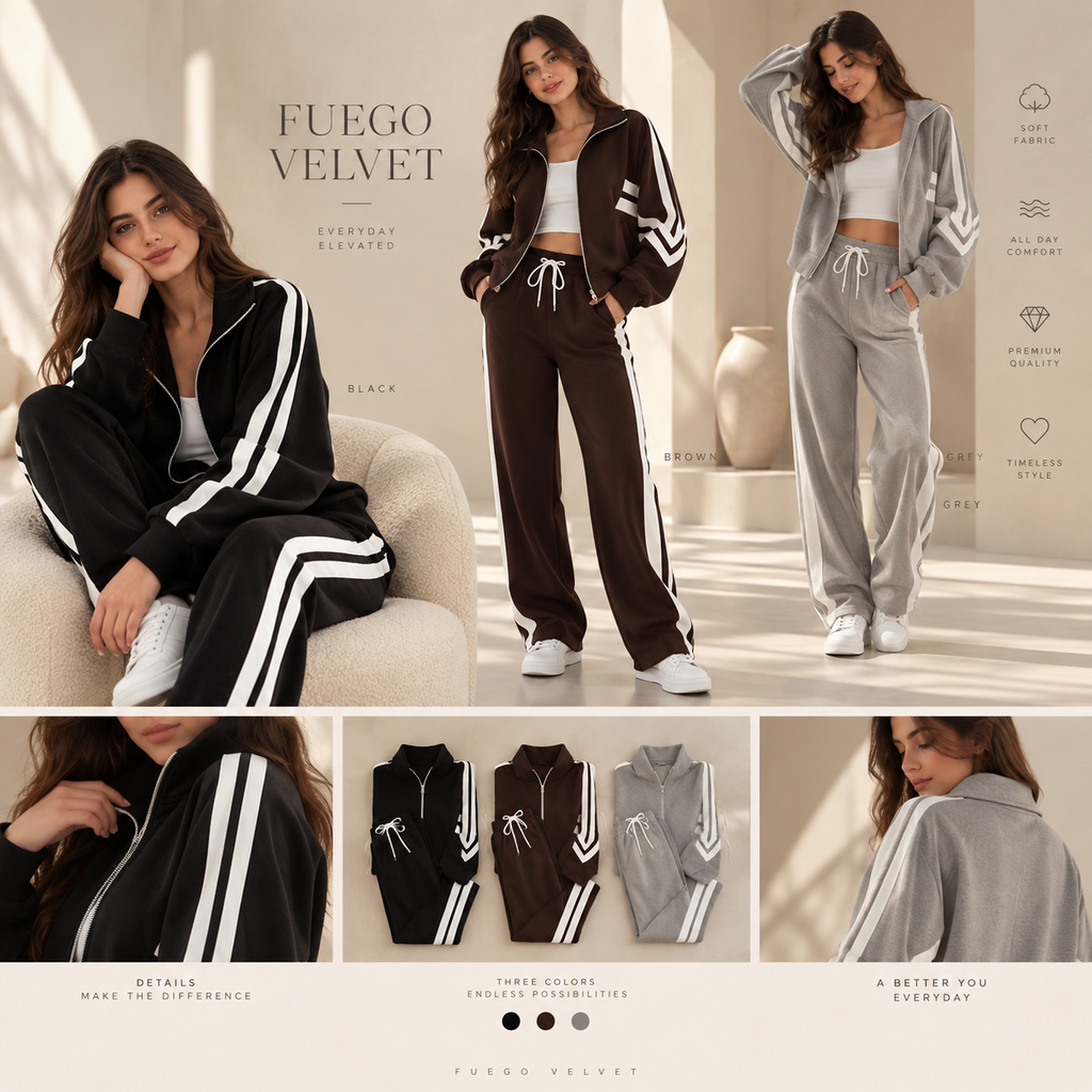 Striped Zipper Tracksuit for Women