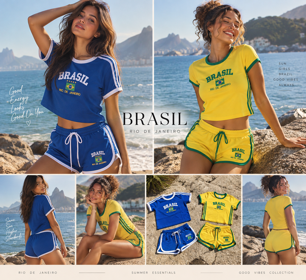 Women's Brazil Letter Y2K Top or Shorts