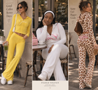 Women's Printed Hooded Top & Flared Pants Set