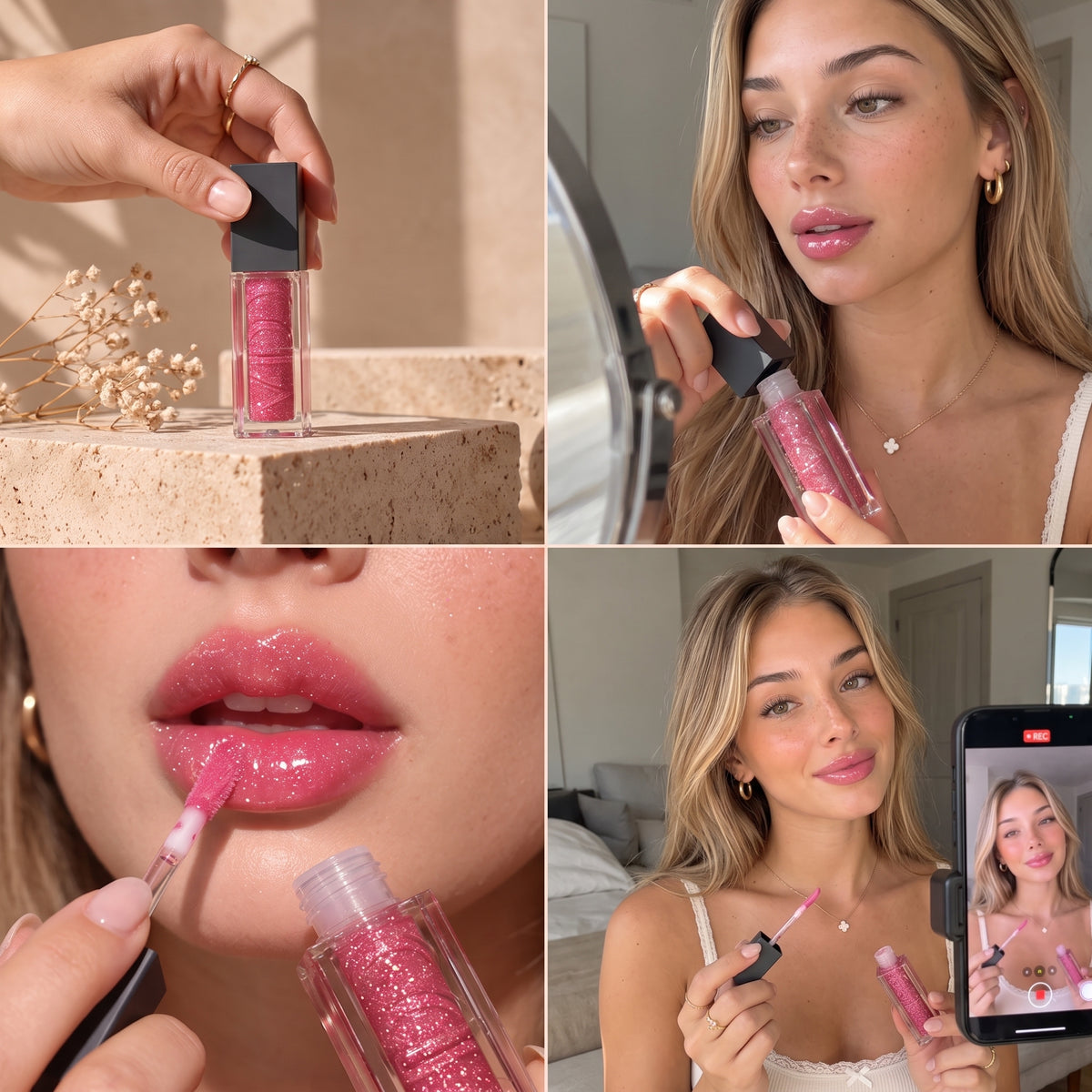 Shimmering Pearlescent Lip Gloss | High-Shine Finish