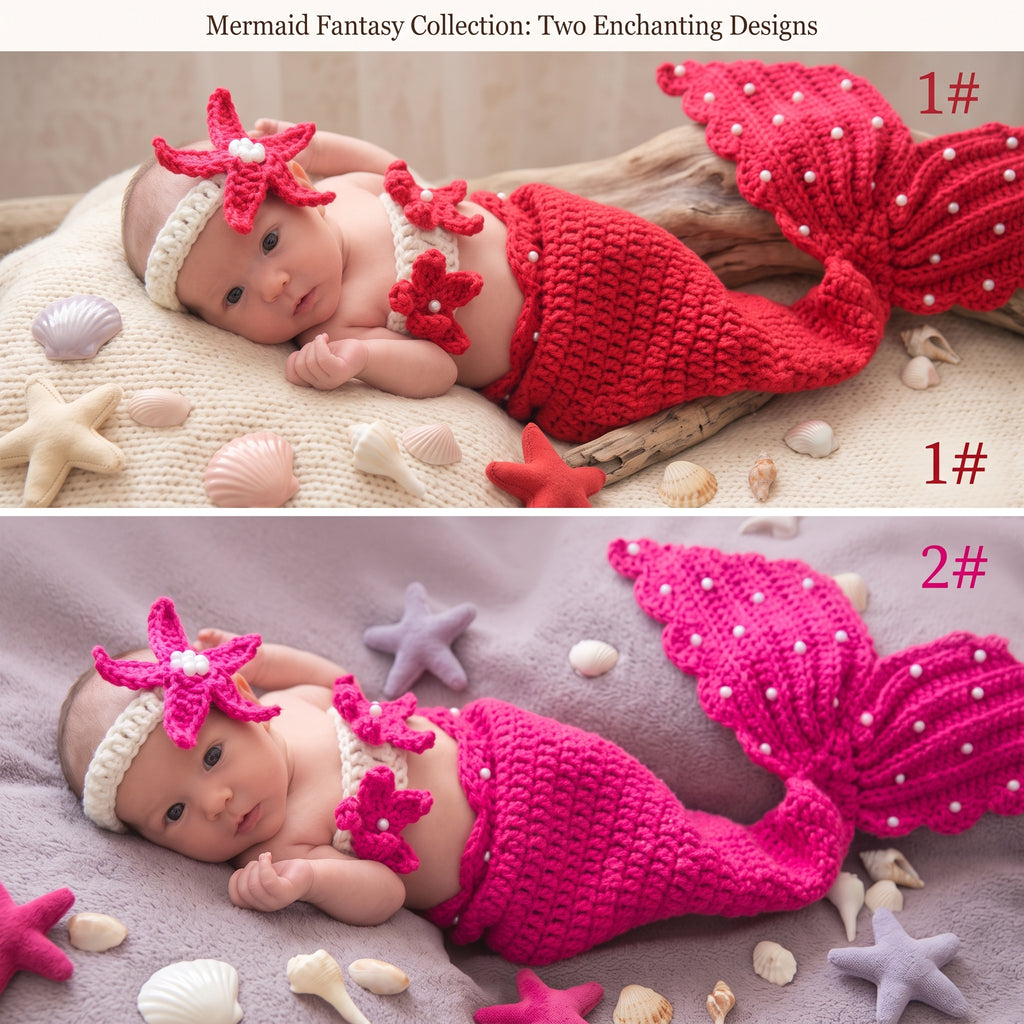 3-Piece Knitted Mermaid Baby Outfit – Newborn to 6 Months