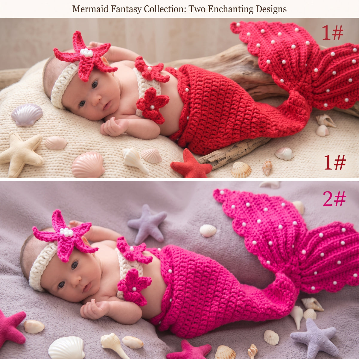 3-Piece Knitted Mermaid Baby Outfit – Newborn to 6 Months