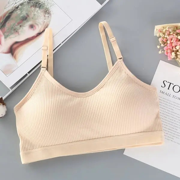 Padded Bandeau Tube Top Bra – Wireless Comfort Crop Top with Adjustable Straps
