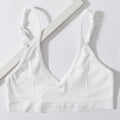 Ribbed V-Neck Bralette for Women – Wireless No-Pad Adjustable Strap Daily Wear Tube Top