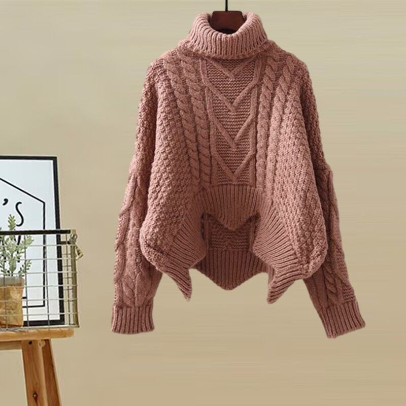 Women's High-Neck Knit Sweater & Mini Skirt Two-Piece Set | Elegant Autumn Winter Outfit