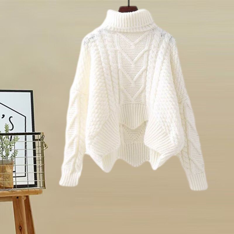 Women's High-Neck Knit Sweater & Mini Skirt Two-Piece Set | Elegant Autumn Winter Outfit