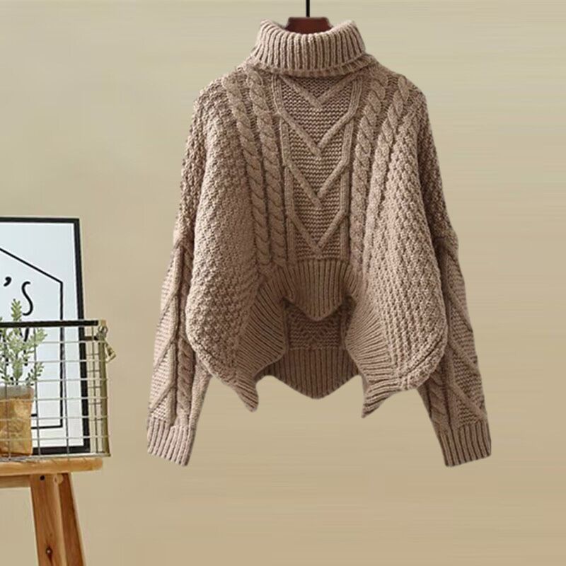 Women's High-Neck Knit Sweater & Mini Skirt Two-Piece Set | Elegant Autumn Winter Outfit