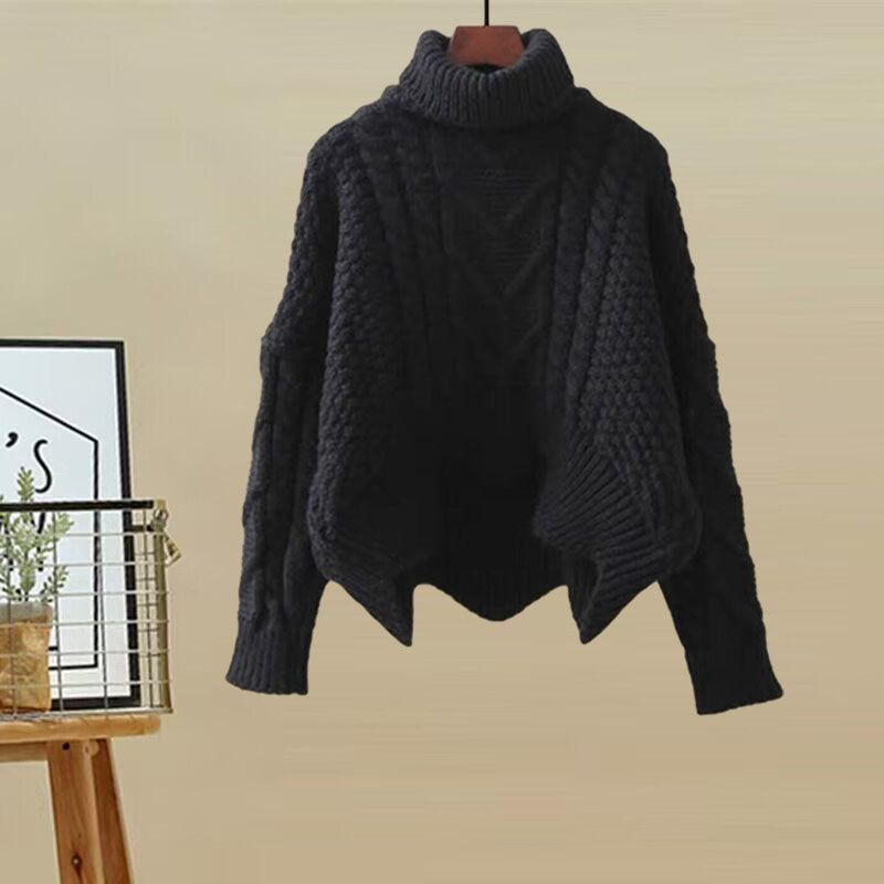 Women's High-Neck Knit Sweater & Mini Skirt Two-Piece Set | Elegant Autumn Winter Outfit