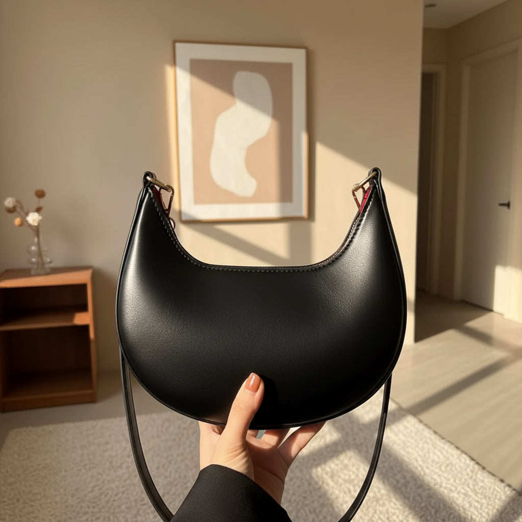 Moon-Shaped PU Leather Shoulder Bag | Women's Minimalist Tote Handbag