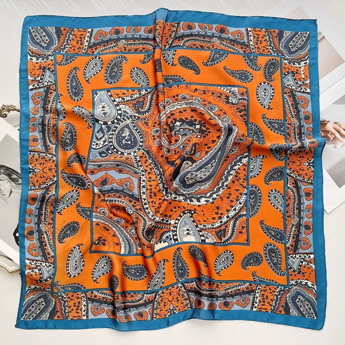 70cm Hair Print Silk-Feel Scarf | Women's Luxury Neck Tie & Shawl Wrap