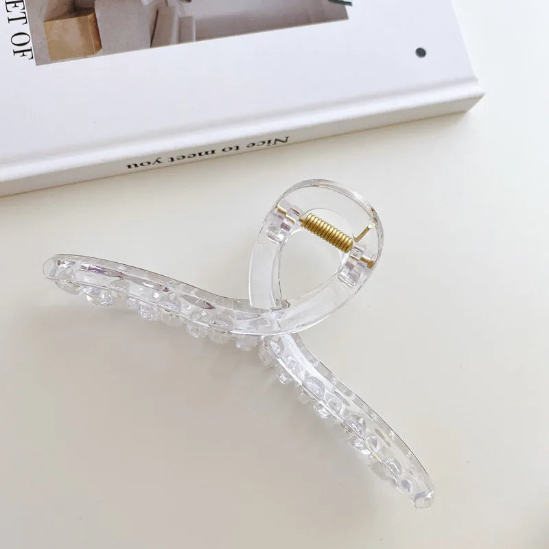 Gold S-Shaped Metal Hair Claw Clip for Women – Elegant Korean Duckbill Ponytail Clip