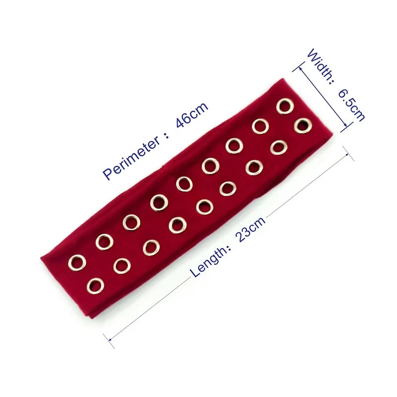 Punk Hollowed-Out Eyelet Headband | Rock Steampunk Wide Elastic Hair Accessory