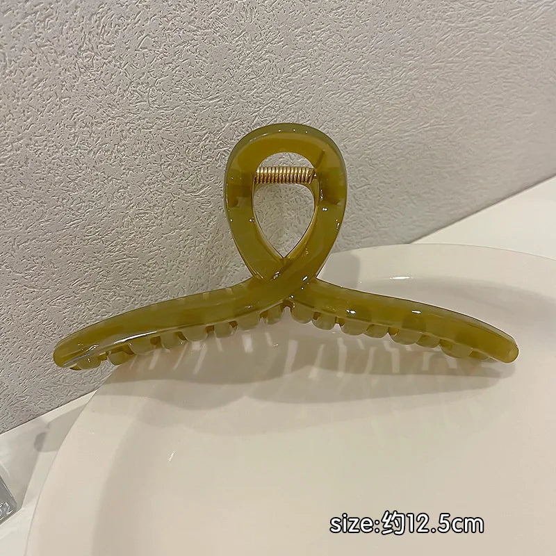 Gold S-Shaped Metal Hair Claw Clip for Women – Elegant Korean Duckbill Ponytail Clip