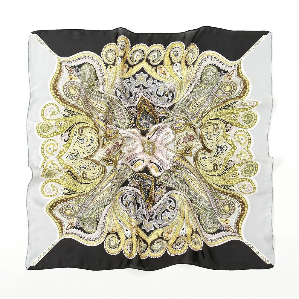 70cm Hair Print Silk-Feel Scarf | Women's Luxury Neck Tie & Shawl Wrap