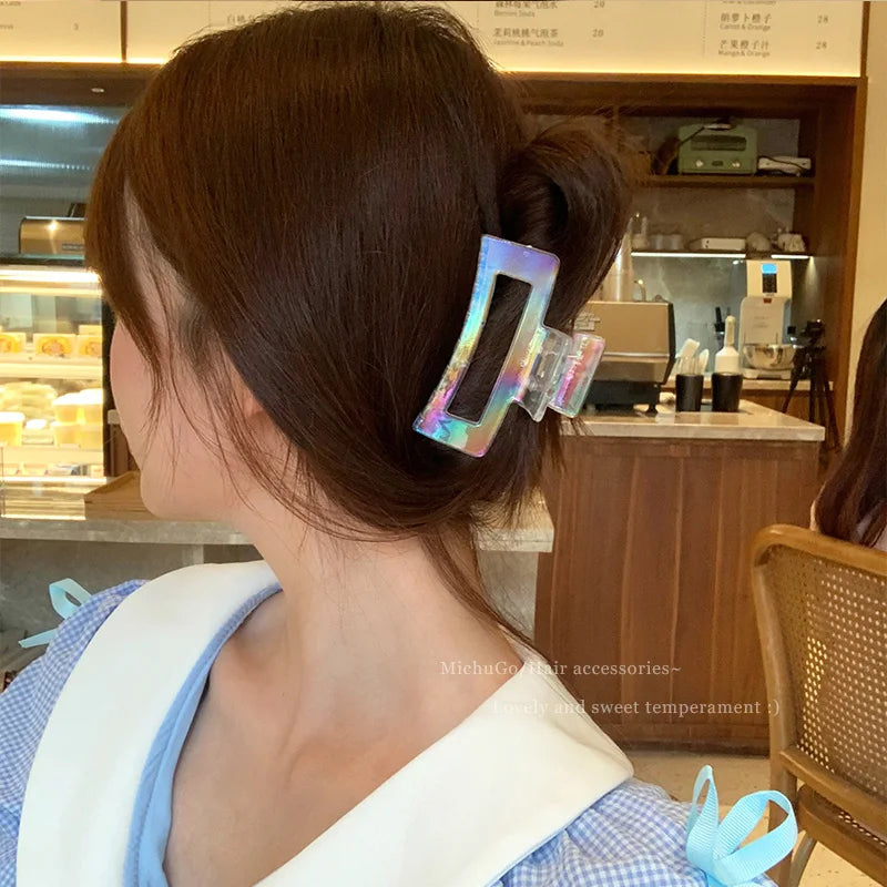 Colorful Transparent Geometric Hair Claw Clip for Women – Sweet Y2K Hair Accessory