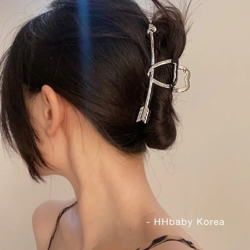 Gold S-Shaped Metal Hair Claw Clip for Women – Elegant Korean Duckbill Ponytail Clip