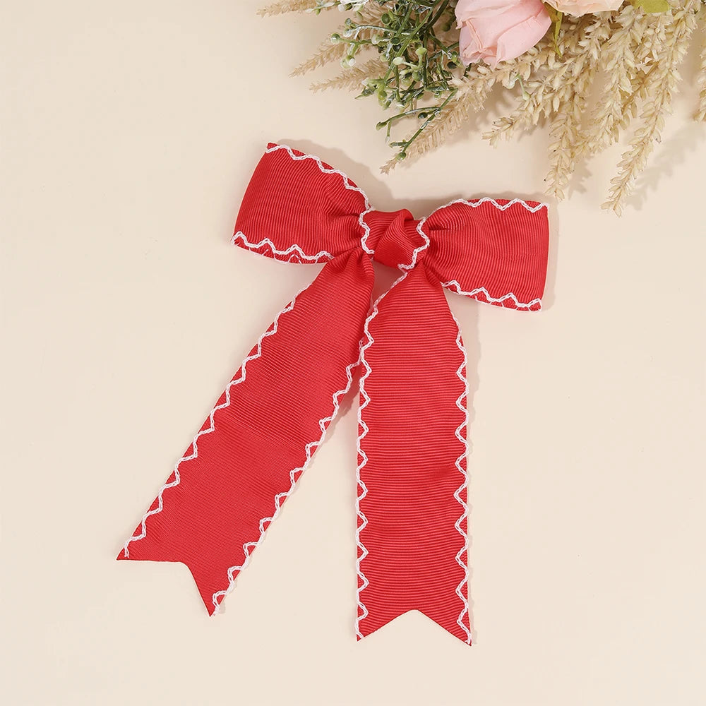 Navy Blue Satin Ribbon Bow Hair Clip – Elegant Fabric Hairpin for Women & Girls