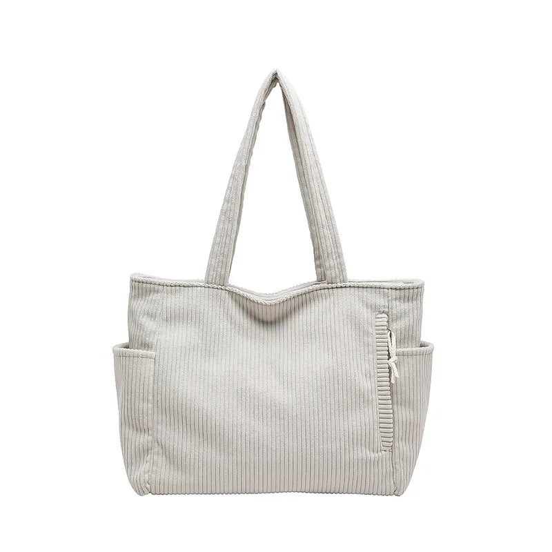Corduroy Large Capacity Shoulder Bag | Retro Artistic Women's Handbag