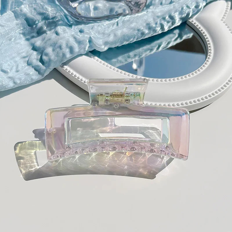 Colorful Transparent Geometric Hair Claw Clip for Women – Sweet Y2K Hair Accessory