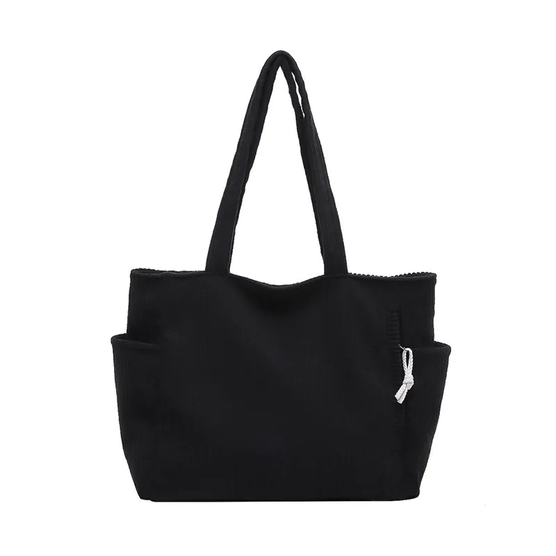 Corduroy Large Capacity Shoulder Bag | Retro Artistic Women's Handbag