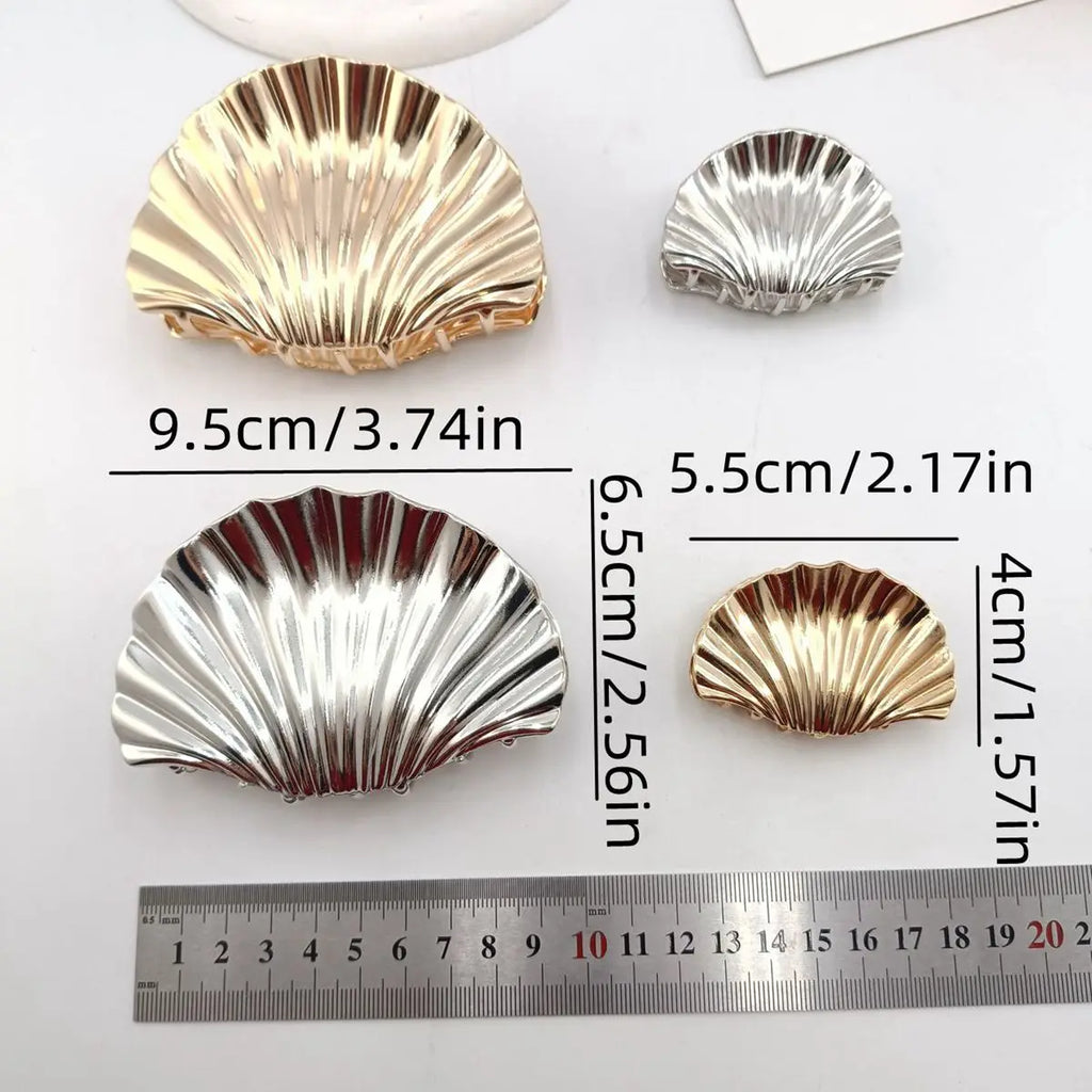 Metal Shell Shape Hair Claw Clips for Women – Irregular Texture Ponytail Hairpin (1/2 PCS)
