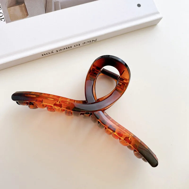 Gold S-Shaped Metal Hair Claw Clip for Women – Elegant Korean Duckbill Ponytail Clip
