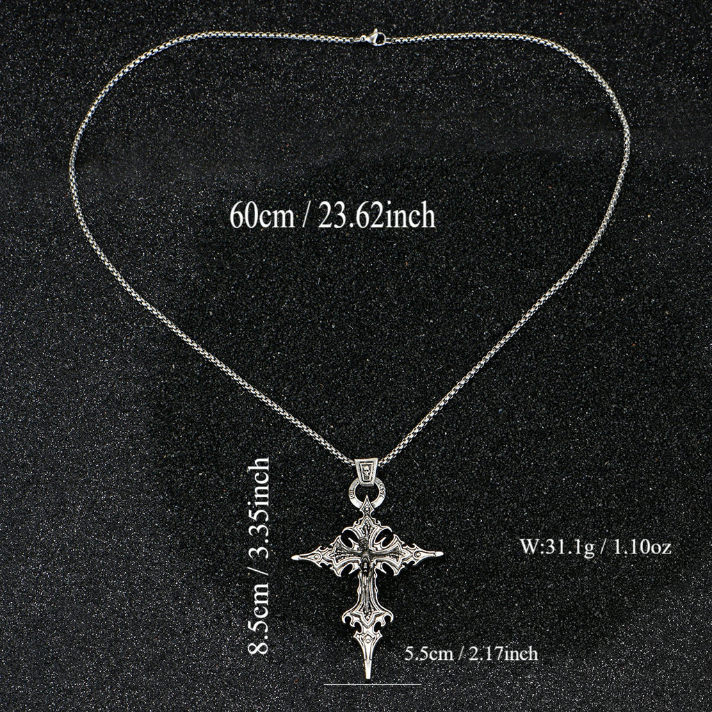 Gothic Cross Skull Pendant Necklace | Retro Halloween Zinc Alloy Chain