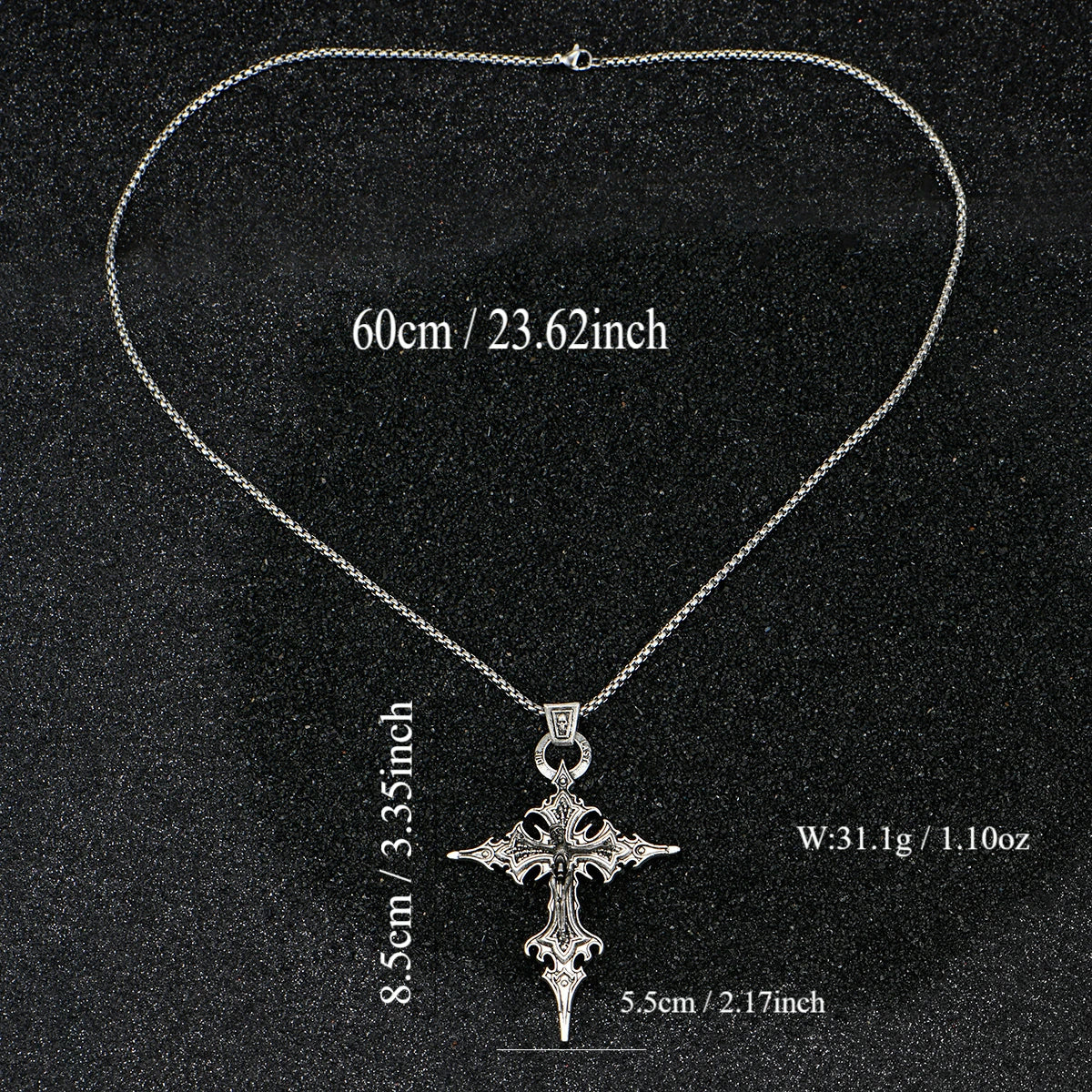 Gothic Cross Skull Pendant Necklace | Retro Halloween Zinc Alloy Chain