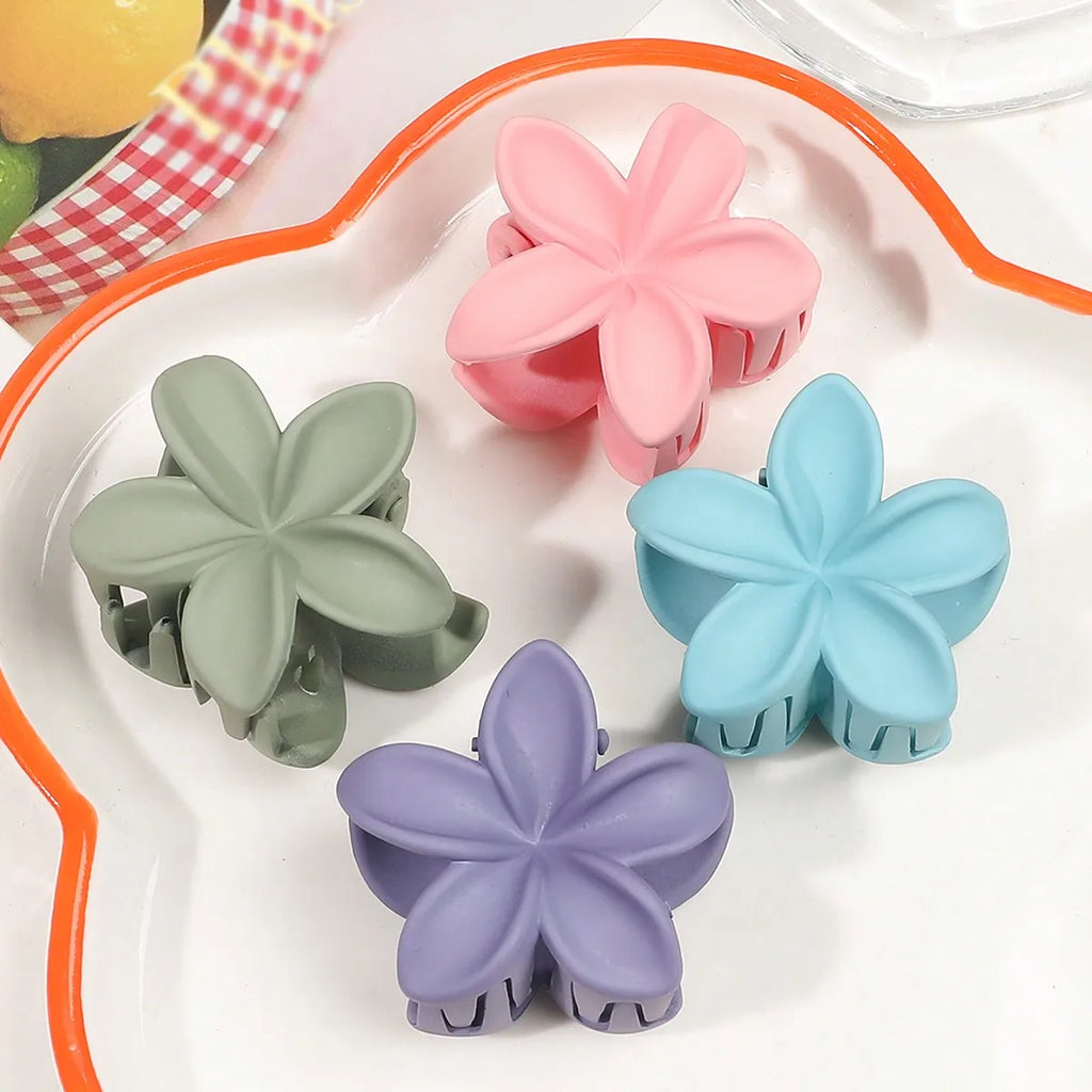 4Pcs Multicolor Flower Hair Claw Clips for Women – Nonslip Cute Plastic Barrette Set