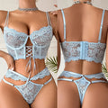 Transparent Black Lace Bra & Brief Set | Sensual Floral Underwire Lingerie