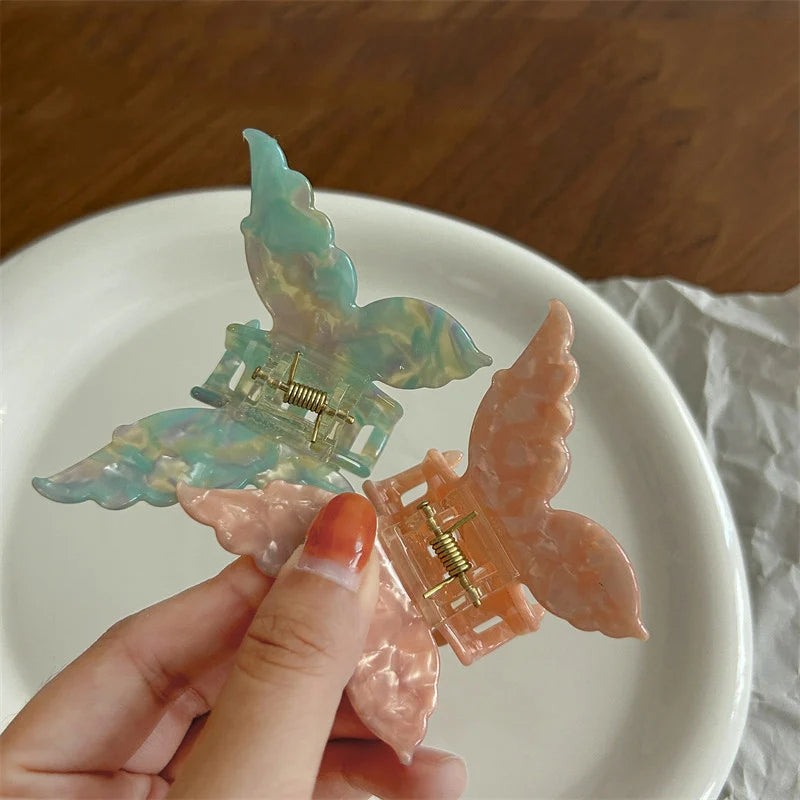 Vintage Butterfly Acetate Hair Claw Clip – Sweet Trendy Barrette for Women & Girls