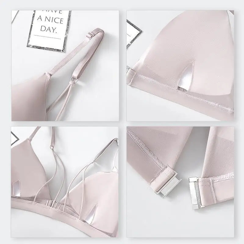 Front Closure Push-Up Bra & Brief Set | Silky Seamless Wireless Lingerie