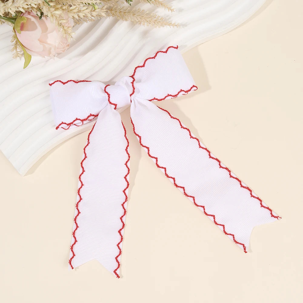 Navy Blue Satin Ribbon Bow Hair Clip – Elegant Fabric Hairpin for Women & Girls