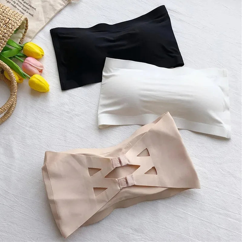 Seamless Strapless Bandeau Bra for Women – Wireless Invisible Tube Top for Summer